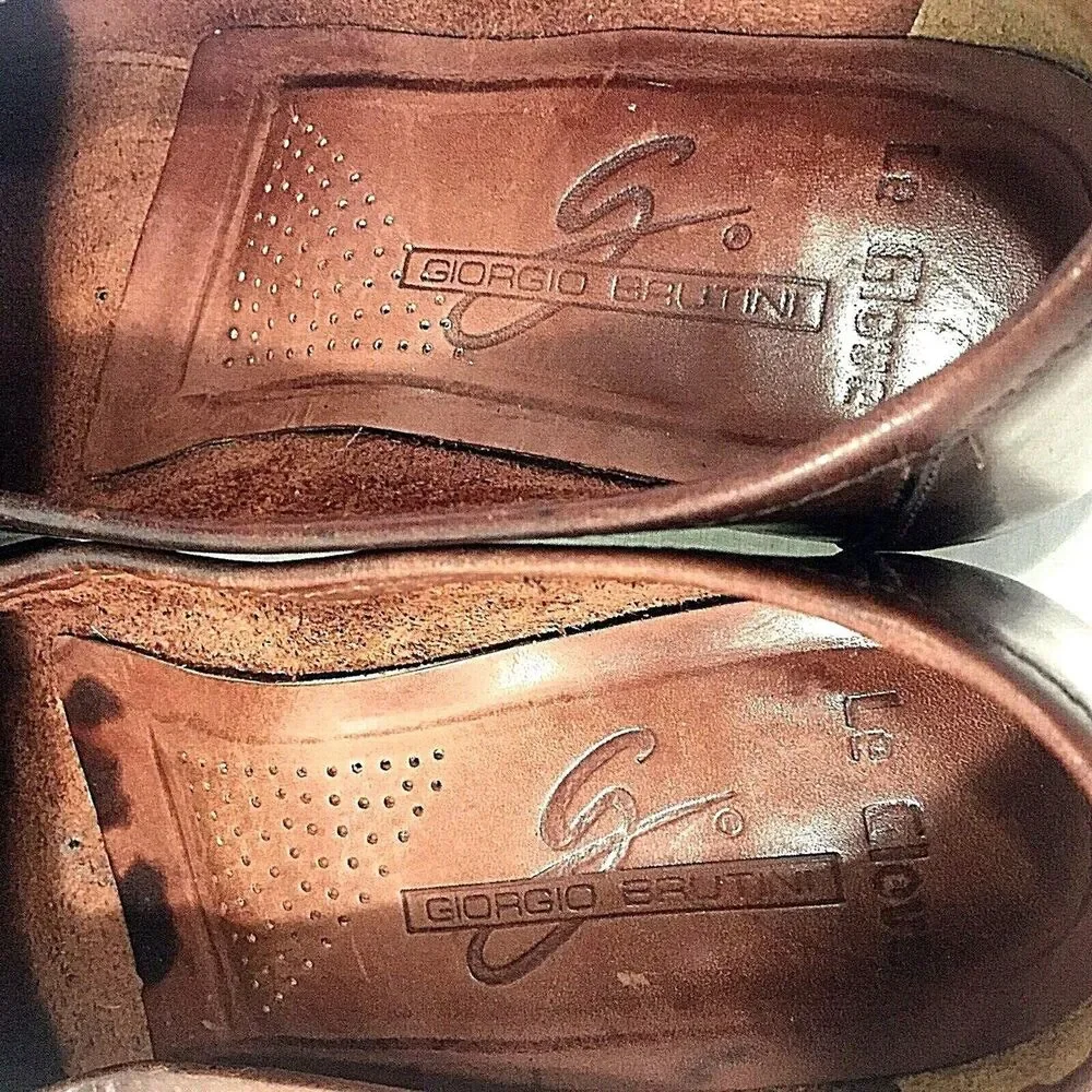 Giorgio Brutini Shoe 9.5 D Lizard Kiltie Tassel Loafer Le Glove Brown Preppy